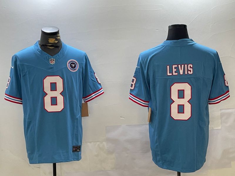 Men Tennessee Titans #8 Levis Light Blue Throwback Three generation 2024 Nike Limited NFL Jersey style 2